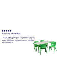 Load image into Gallery viewer, 23.625''W x 47.25''L Green Plastic Height Activity Table Set with 4 Chairs