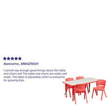 Load image into Gallery viewer, 23.625''W x 47.25''L Red Plastic Height Activity Table Set with 4 Chairs
