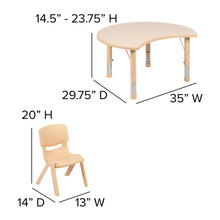 Load image into Gallery viewer, Crescent Natural Plastic Height Activity Table Set with 2 Chairs