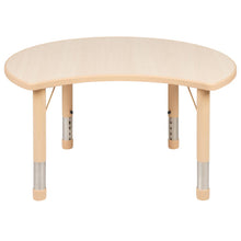 Load image into Gallery viewer, 25.125"W x 35.5"L Crescent Natural Plastic Height Adjustable Activity Table