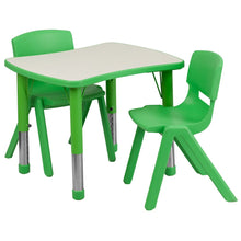 Load image into Gallery viewer, 21.875''W x 26.625''L Green Plastic Height Activity Table Set with 2 Chairs