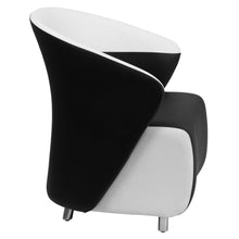 Load image into Gallery viewer, Black LeatherSoft Curved Barrel Back Lounge Chair with Melrose White Detailing