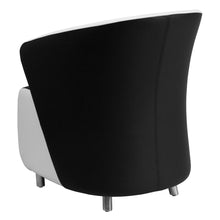 Load image into Gallery viewer, Black LeatherSoft Curved Barrel Back Lounge Chair with Melrose White Detailing