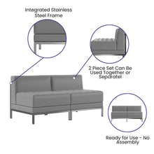 Load image into Gallery viewer, Imagination 2 Piece Gray LeatherSoft Waiting Room Lounge Set - Reception Bench