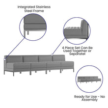 Load image into Gallery viewer, Imagination 4 Piece Gray LeatherSoft Waiting Room Lounge Set - Reception Bench
