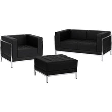 Load image into Gallery viewer, Imagination Black LeatherSoft Loveseat, Chair & Ottoman Set