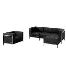 Load image into Gallery viewer, Imagination Black LeatherSoft Sectional & Chair, 5 Pieces