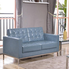 Load image into Gallery viewer, Lacey Contemporary Gray LeatherSoft Loveseat with Stainless Steel Frame