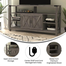 Load image into Gallery viewer, 60" Farmhouse Tall TV Console Cabinet for TV's up to 60", Gray Wash