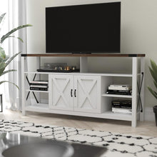 Load image into Gallery viewer, 60" Farmhouse Tall TV Stand for TV's up to 60", White/Oak
