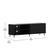 Load image into Gallery viewer, 65" TV Stand for up to 60" TV's with Shelf and Storage Drawers, Black