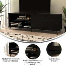 Load image into Gallery viewer, 65" TV Stand for up to 60" TV's with Shelf and Storage Drawers, Black