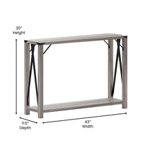 Load image into Gallery viewer, Farmhouse Wooden 2 Tier Console Entry Table with Black Metal Corner, Gray Wash