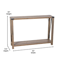 Load image into Gallery viewer, Farmhouse Wooden 2 Tier Console Entry Table with Black Metal Corner Accents, Oak
