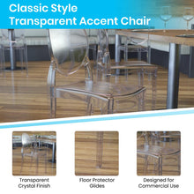 Load image into Gallery viewer, Set of 4 Crystal Extra Wide Resin Banquet, Event Ghost Chairs