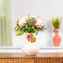 Load image into Gallery viewer, Floral Embossed Metal Vase 8.5"H
