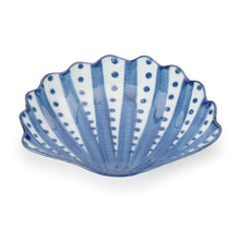 Load image into Gallery viewer, Blue Stripe & Polka Dot Shell Porcelain Plate (Set of 6)