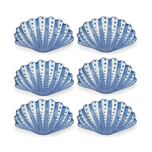 Load image into Gallery viewer, Blue Stripe & Polka Dot Shell Porcelain Plate (Set of 6)