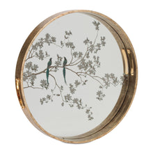 Load image into Gallery viewer, Bird and Floral Etched Mirror Tray (Set of 2)
