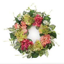 Load image into Gallery viewer, Hydrangea Floral Wreath 22 Inch