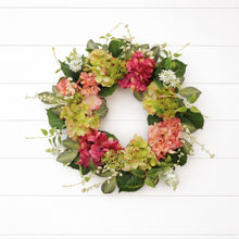 Load image into Gallery viewer, Hydrangea Floral Wreath 22 Inch