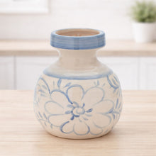 Load image into Gallery viewer, Floral Stoneware Vase 7"H
