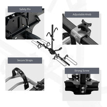 Load image into Gallery viewer, 2-Bike Hitch Mount Bike Rack for 1-1/4 Inch or 2 Inch Receiver-Black