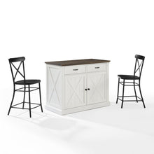 Load image into Gallery viewer, Clifton Kitchen Island W/Camille Stools Distressed White/Black - Kitchen Island & 2 Stools