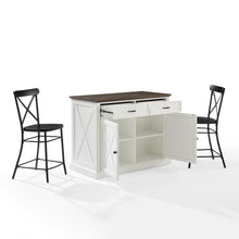 Load image into Gallery viewer, Clifton Kitchen Island W/Camille Stools Distressed White/Black - Kitchen Island & 2 Stools