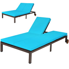 Load image into Gallery viewer, 2-Person Patio Rattan Lounge Chair with Adjustable Backrest-Turquoise