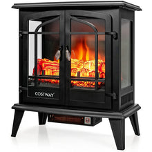 Load image into Gallery viewer, 25 Inch Freestanding Electric Fireplace Heater with Realistic Flame effect-Black