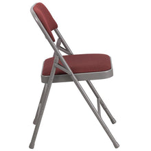 Load image into Gallery viewer, 2 Pack Triple Braced & Double Hinged Burgundy Fabric Metal Folding Chair