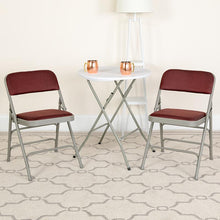 Load image into Gallery viewer, 2 Pack Triple Braced & Double Hinged Burgundy Fabric Metal Folding Chair