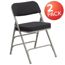 Load image into Gallery viewer, 2 Pack Triple Braced & Double Hinged Black Pin-Dot Fabric Metal Folding Chair