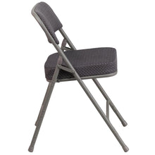 Load image into Gallery viewer, 2 Pk. HERCULES Series Premium Curved Triple Braced & Double Hinged Gray Fabric Metal Folding Chair