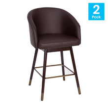 Load image into Gallery viewer, 26" Mid-Back Counter Stool,Brown LeatherSoft/Bronze Accents - Set of 2
