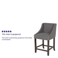 Load image into Gallery viewer, Carmel Series 24" High Transitional Walnut Counter Height Stool with Nail Trim in Dark Gray Fabric, Set of 2