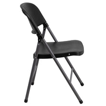 Load image into Gallery viewer, 2 Pack HERCULES Series 330 lb. Capacity Black Plastic Folding Chair with Charcoal Frame