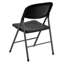 Load image into Gallery viewer, 2 Pack HERCULES Series 330 lb. Capacity Black Plastic Folding Chair with Charcoal Frame