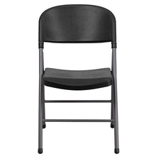 Load image into Gallery viewer, 2 Pack HERCULES Series 330 lb. Capacity Black Plastic Folding Chair with Charcoal Frame