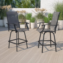 Load image into Gallery viewer, Patio Bar Height Stools Set of 2, All-Weather Textilene Swivel Patio Stools and Deck Chairs with High Back & Armrests in Gray