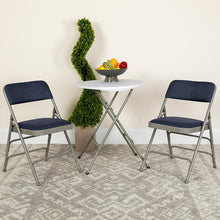Load image into Gallery viewer, 2 Pack HERCULES Series Curved Triple Braced & Double Hinged Navy Fabric Metal Folding Chair