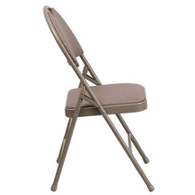 Load image into Gallery viewer, 2 Pack HERCULES Series Ultra-Premium Triple Braced Beige Fabric Metal Folding Chair with Easy-Carry Handle