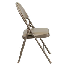 Load image into Gallery viewer, 2 Pack HERCULES Series Ultra-Premium Triple Braced Beige Vinyl Metal Folding Chair with Easy-Carry Handle