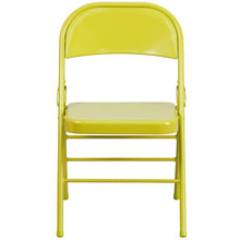 Load image into Gallery viewer, 2 Pack HERCULES COLORBURST Series Twisted Citron Triple Braced & Double Hinged Metal Folding Chair