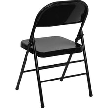 Load image into Gallery viewer, 2 Pack HERCULES Series Triple Braced & Double Hinged Black Metal Folding Chair