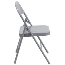 Load image into Gallery viewer, 2 Pack HERCULES Series Triple Braced & Double Hinged Gray Metal Folding Chair
