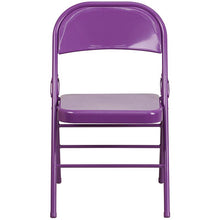 Load image into Gallery viewer, 2 Pack HERCULES COLORBURST Series Impulsive Purple Triple Braced & Double Hinged Metal Folding Chair