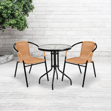 Load image into Gallery viewer, 2 Pack Beige Rattan Indoor-Outdoor Restaurant Stack Chair