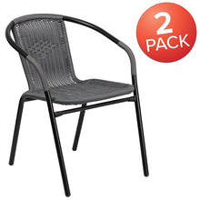 Load image into Gallery viewer, 2 Pack Gray Rattan Indoor-Outdoor Restaurant Stack Chair